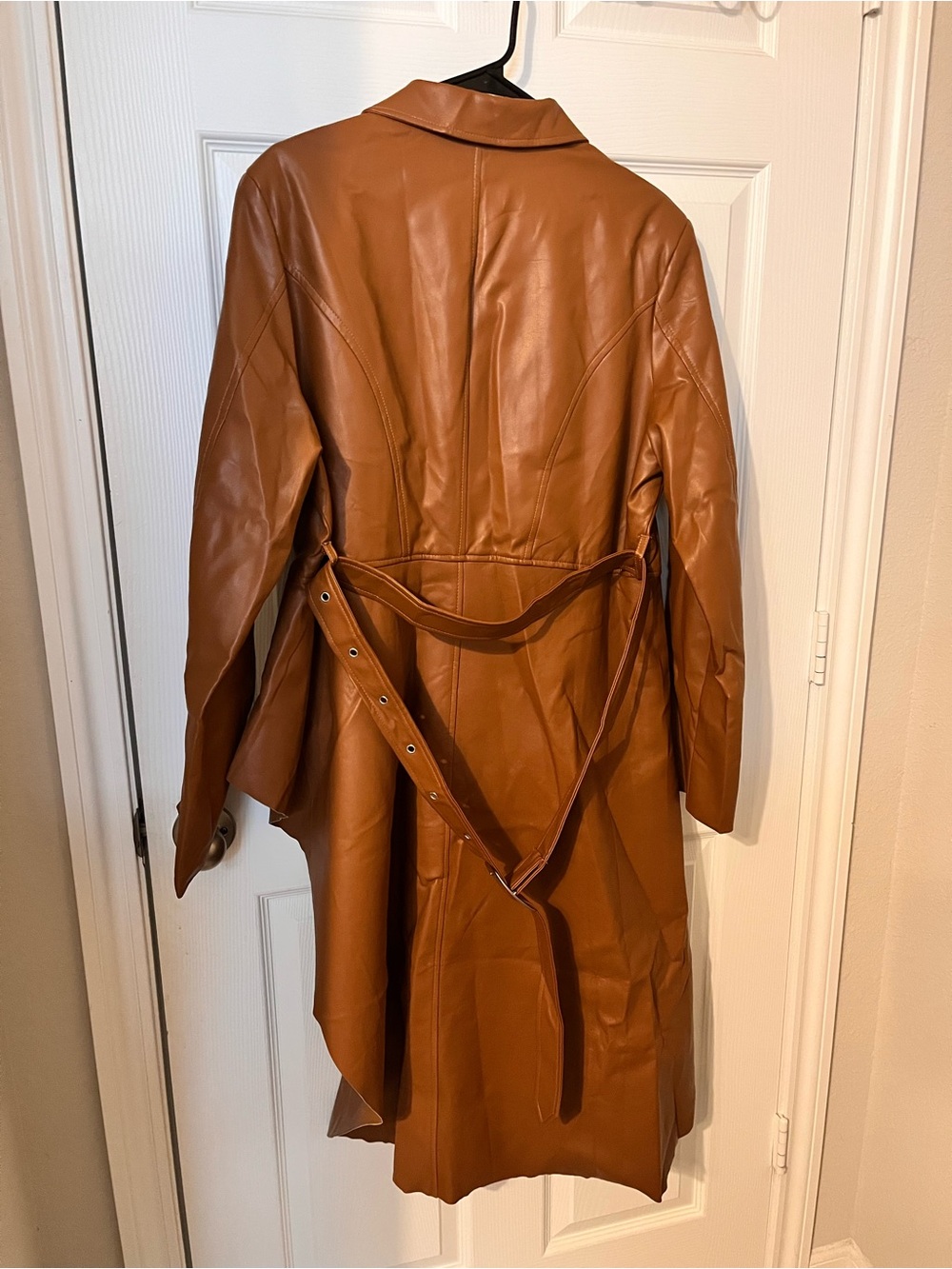 Zara Camel Brown Faux Leather Peplum Trench - Picture 2 of 2